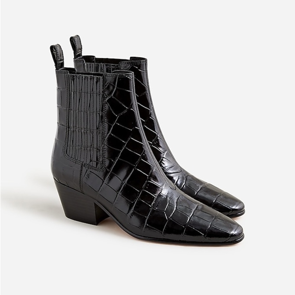 J Crew Piper ankle boots in Italian croc-embossed leather BT877